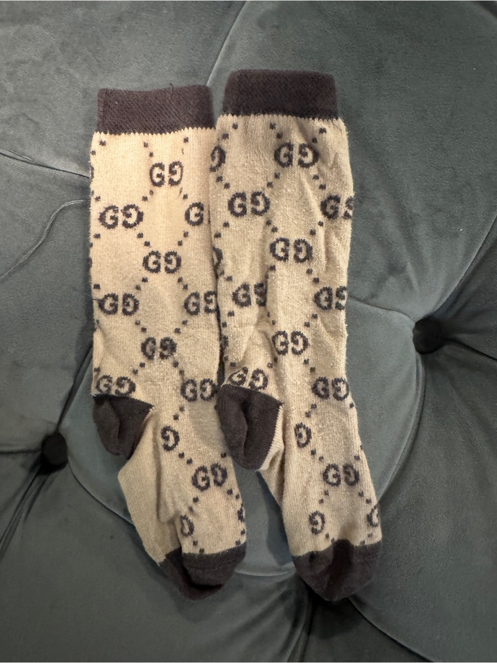 Gucci Beige and Brown GG Monogram Kids Socks